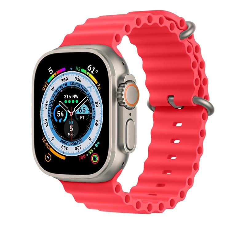 Silikonový řemínek YurKem Ocean pro Apple Watch 49 mm, 45 mm, 44 mm, 40 mm, 41 mm, 42 mm, 38 mm, pro iWatch Ultra řady 8, 7, 6, 5, 4, 3, SE