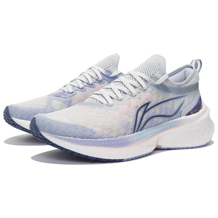 New LiNing Feidian Discovery Abrasion Resistant Slip Resistant Low Top Running Shoes Women's White Blue Purple ARMS008-4