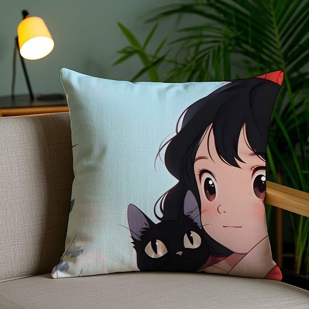 Fantasy Movies K-Kikis Delivery Service-MT Pillow Case Plush Linen Soft Double Sided Printed Design Throw Cushion Decorative