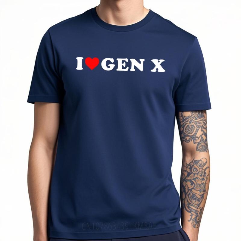 Men tshirt Anime Cotton Tshirt for man Brand summer For men t shirt I Love Gen X Short Sleeve Relaxed Fit Oneck Top tees