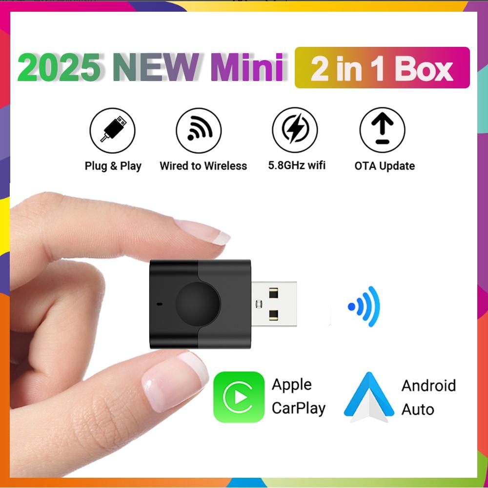 

Универсальный беспроводной адаптер CarPlay Android Auto, издание 2025, мгновенное подключение и работа, Bluetooth, WiFi-подключение, обновления прошивки по воздуху (OTA)
