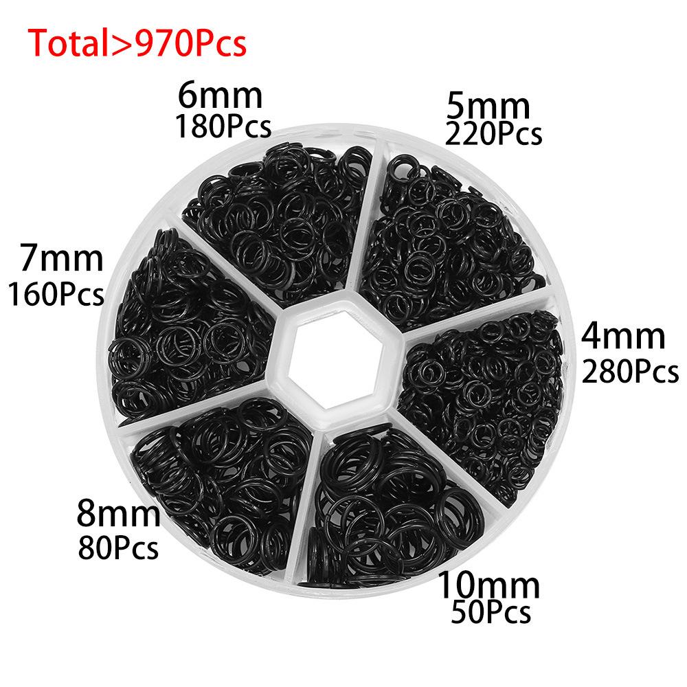 970Pcs DIY Jewelry Earring Accessories 4/5/6/7/8/10mm Single Loop Hanging Ring Ornament Open Ring Earring Chain Material Boxed