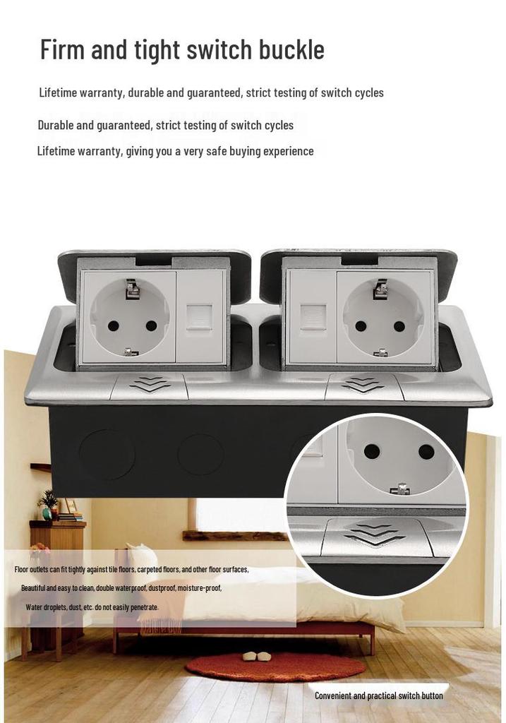Multimedia Pop-up Floor Socket with German Standard Power Strip