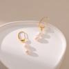 Simple Retro Long Pearl Drop Earrings 18k Gold Plated For Women