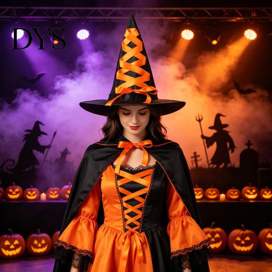 Halloween Costume Accessories Witch Hat, Reusable Oxford Cloth Pointed Wizard Festive Party Souvenir Hat for Costume, Carnival, Masquerade,