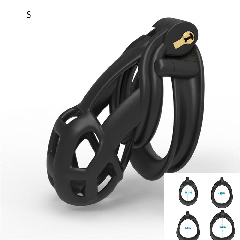Male Chastity Cage Sleeve With 4 Size Resin Penis Rings Discreet Sissy Femboy Cock Cage Devices Men Adult Goods
