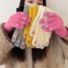 1Pair Women's Funny Facial Expression Knitted Gloves Full Finger Gloves Soft Crochet Mittens Mountaineering Gloves