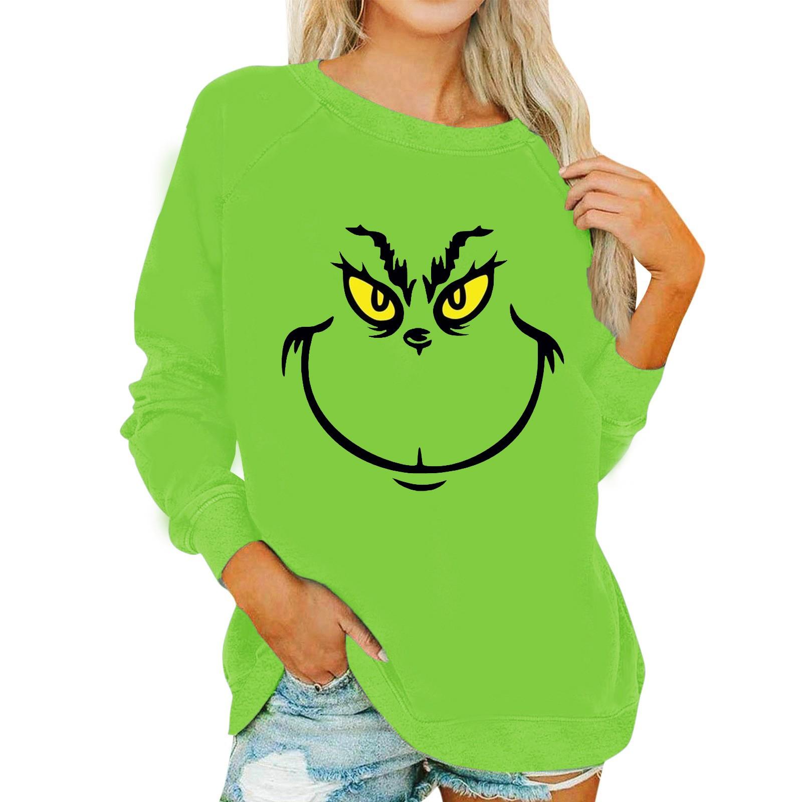 

Long Sleeve Blouses For Women Casual O-Neck Shirt Print Blouse Tops Loose Fit Fall XL зелений