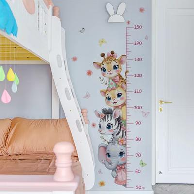 1 pièce Tableau de mesure de la taille des animaux Peinture murale, Autocollant mural en PVC, Décalcomanie d'art mural amovible auto-adhésive, Décoration murale