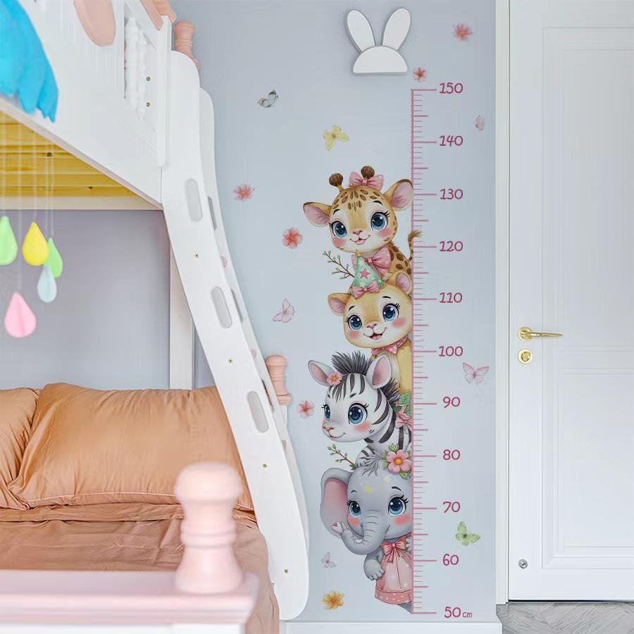 1pc Animal Height Measurement Chart Wall Painting,PVC Wall Sticker,Self-adhesive Removable Wall Art Decal, Wall Decoration