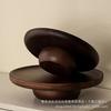 Japanese-Style Wooden Fruit Bowl: High-Footed Solid Wood Round Tray for Home Use and Retro Snack Serving.