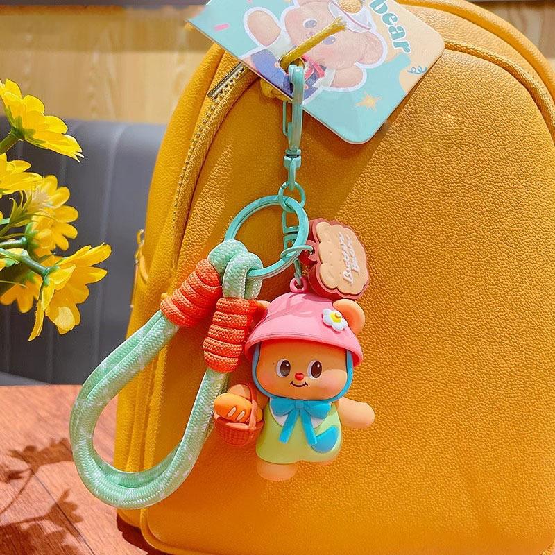 Cute Keychain Teddy Bear Figurine Hanging Decoration Couple Student Backpack Car Decoration Keychain Gift