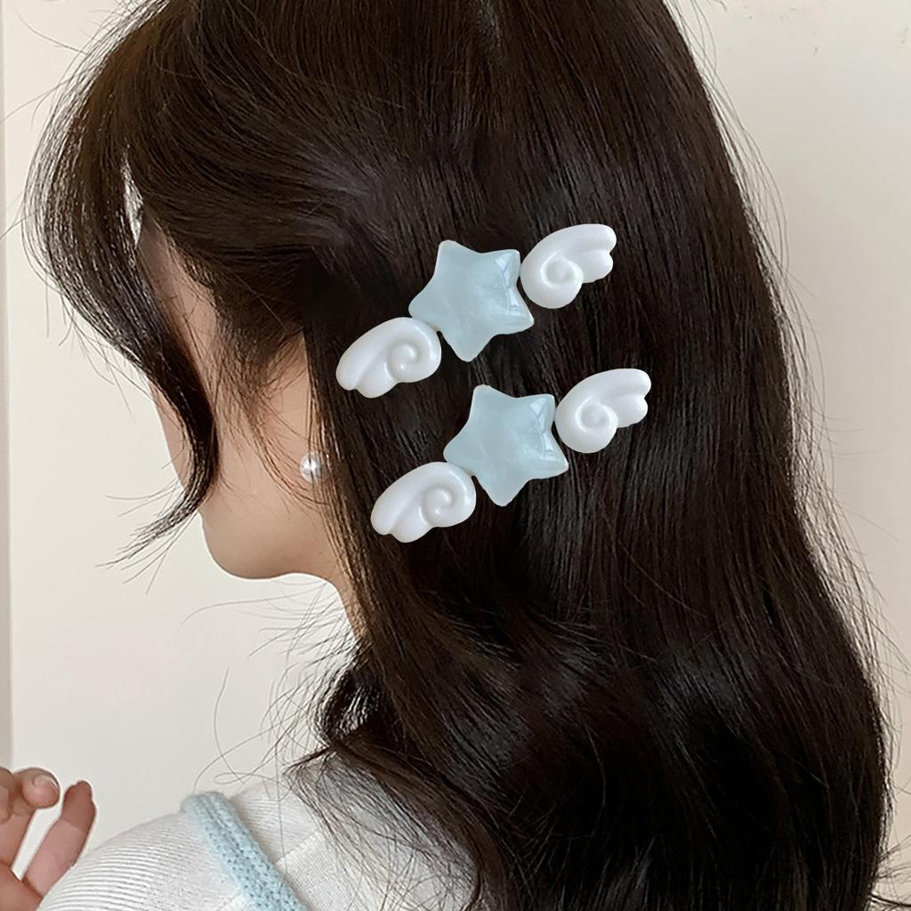 Cute Star Wing Hairpins For Girls Teens Hair Styling Plastic Duckbill Clip With Wing Design For Thin Hair