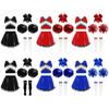Set Cheerleader Scintillante per Bambine Top Corto a V a Righe Incrociate Gonna Pieghettata e Fiocco