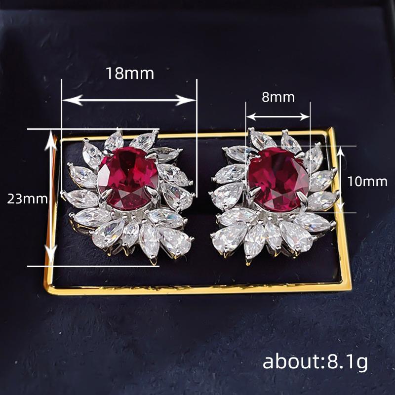 Huitan Sparkling Oval Cubic Zirconia Bridal Earrings for Wedding Party Silver Color Luxury Trendy Accessories Women New Jewelry