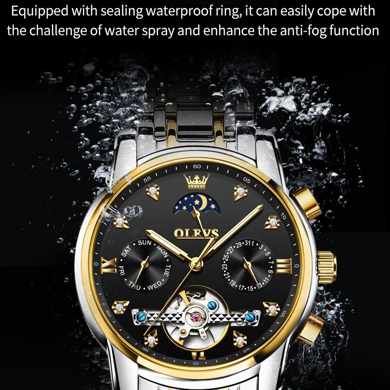 OLEVS Markenuhren, automatische mechanische Uhr, Business-Freizeit, hohle Herrenuhr, Herrenuhr, modisch