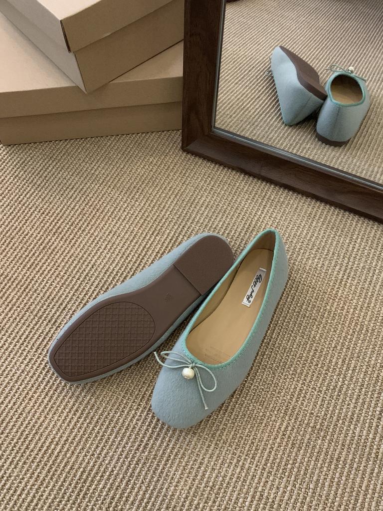 French red flat-bottomed bow single shoes women's shoes 2025 new autumn retro evening breeze gentle Doudou floating shoes