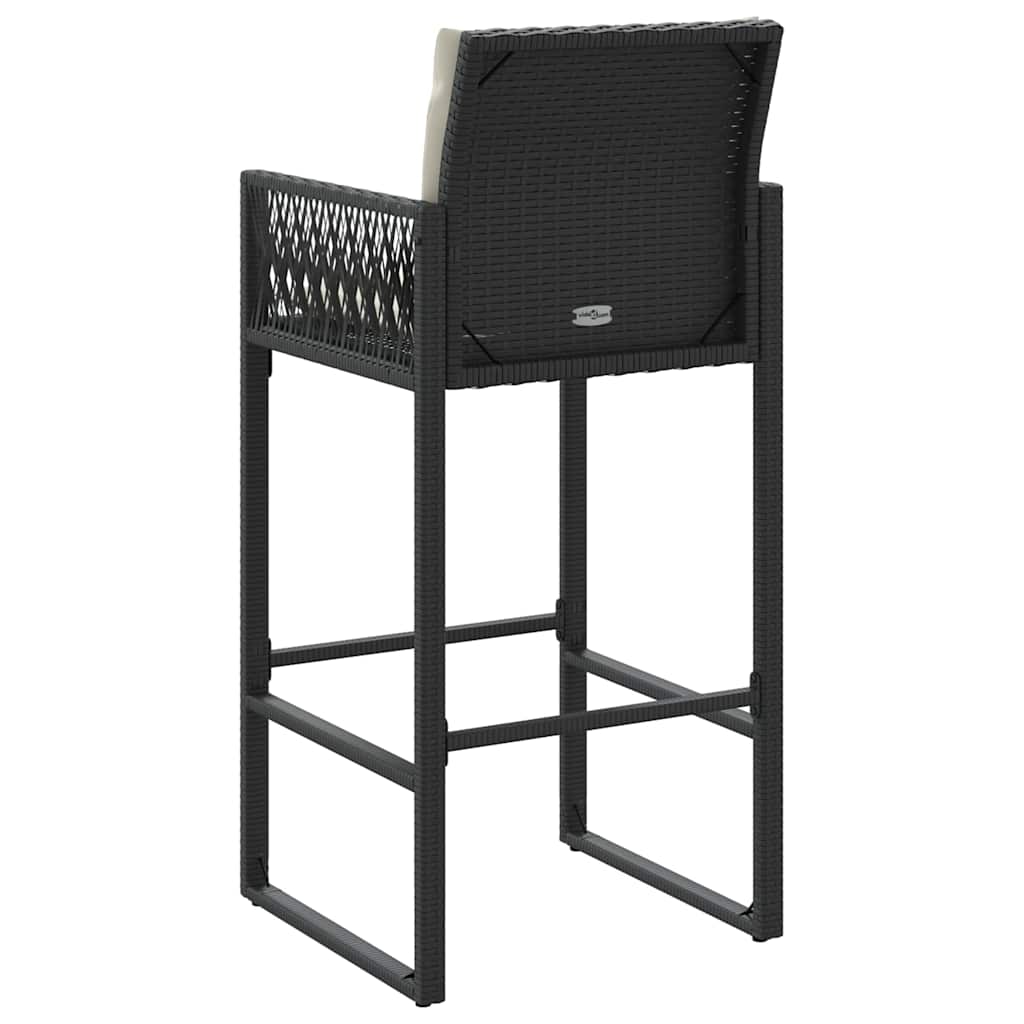 Garden Bar Stool with Cushions 2 pcs Black Poly Rattan