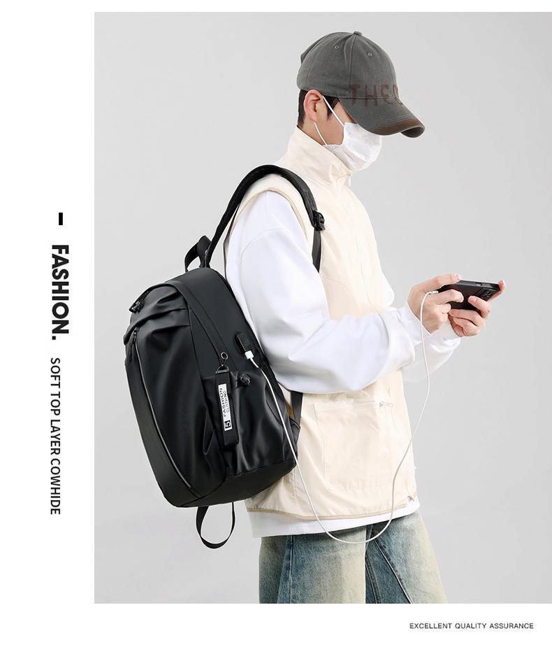 Men's Solid Color Multifunctional Backpack: Logo-Printable, Business & School Use