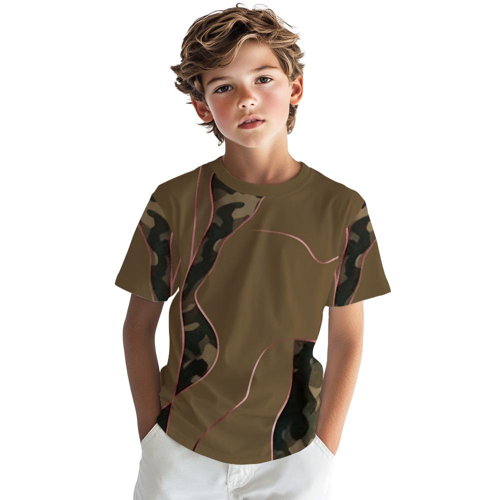 Boys T-shirt Digital Printed Round Neck Short Sleeve Summer Versatile Fashion Casual T-Shirt 100