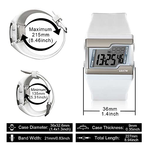 10 ATM Water Resistant Women's and Girls' Multi-Function Watch, Ideal for Swimming, Diving, and Surfing, with Lap Stopwatch, Alarm, Calendar, and 12-