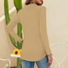 Women's Fashion Color Button Collar V Neck Long Sleeve Loose Shirt Tops