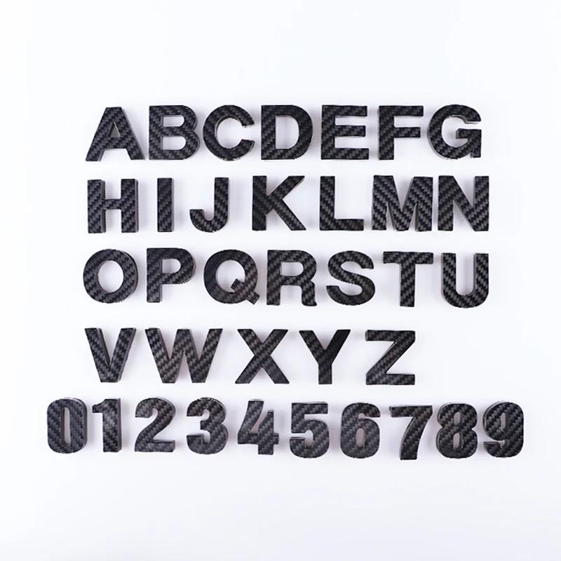 

40MM 3D DIY Real Carbon Fiber Sticker Alphabet Emblem Sticker Numbers Chrome Labeling Car Sticker Digital Badge Accessories L