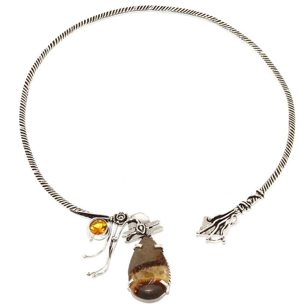 Necklace Septrain Nudel Citrine Quartz Gemstone Jewelry 16''