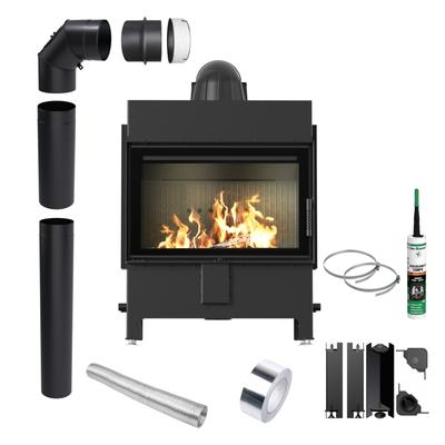 KRATKI LUCY 14 kW Ø200 EKO BLACK Air Fireplace Insert Installation Kit with Closing