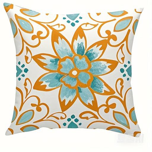 Colorful Floral Pattern Pillowcase ,Sofa Bedroom Cushion Cover, Single-sided Printing, Without Pillow Core
