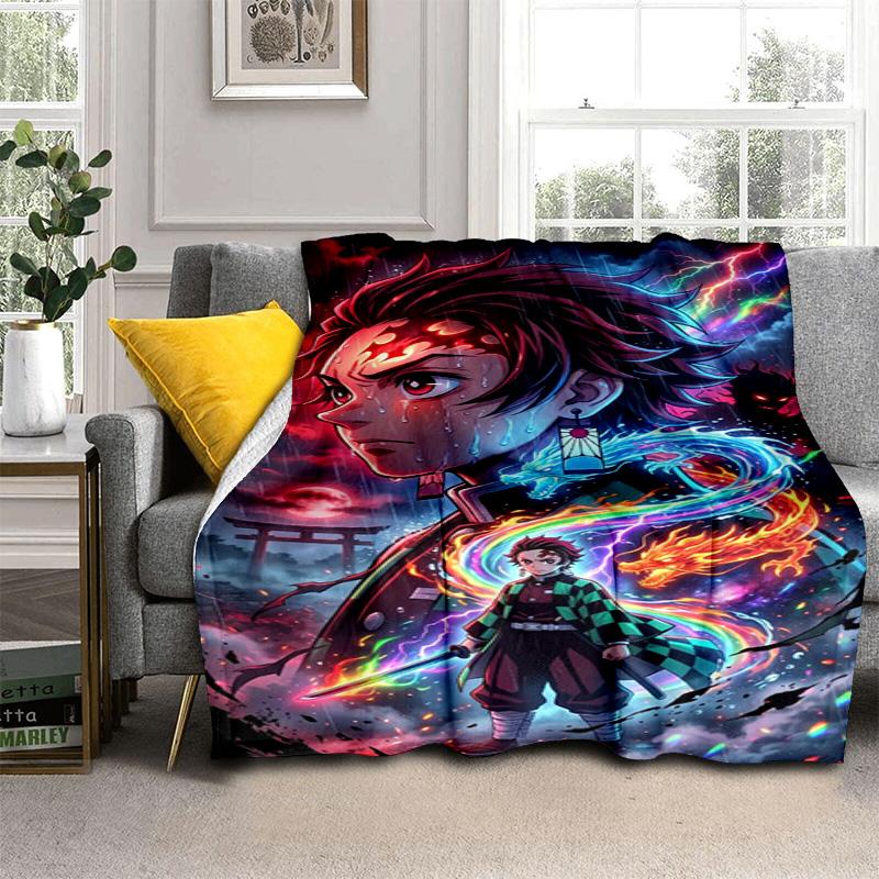 Demon Slayer Tanjiro Anime Art Blanket Home Decor Suitable For All Seasons Office Rest Blanket Bedroom Nap Blanket
