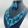 Elegante Juego de Joyería de Cristal Europeo-Americano: Collar, Pendientes para Vestido de Noche, Nupcial o de Banquete para Mujer