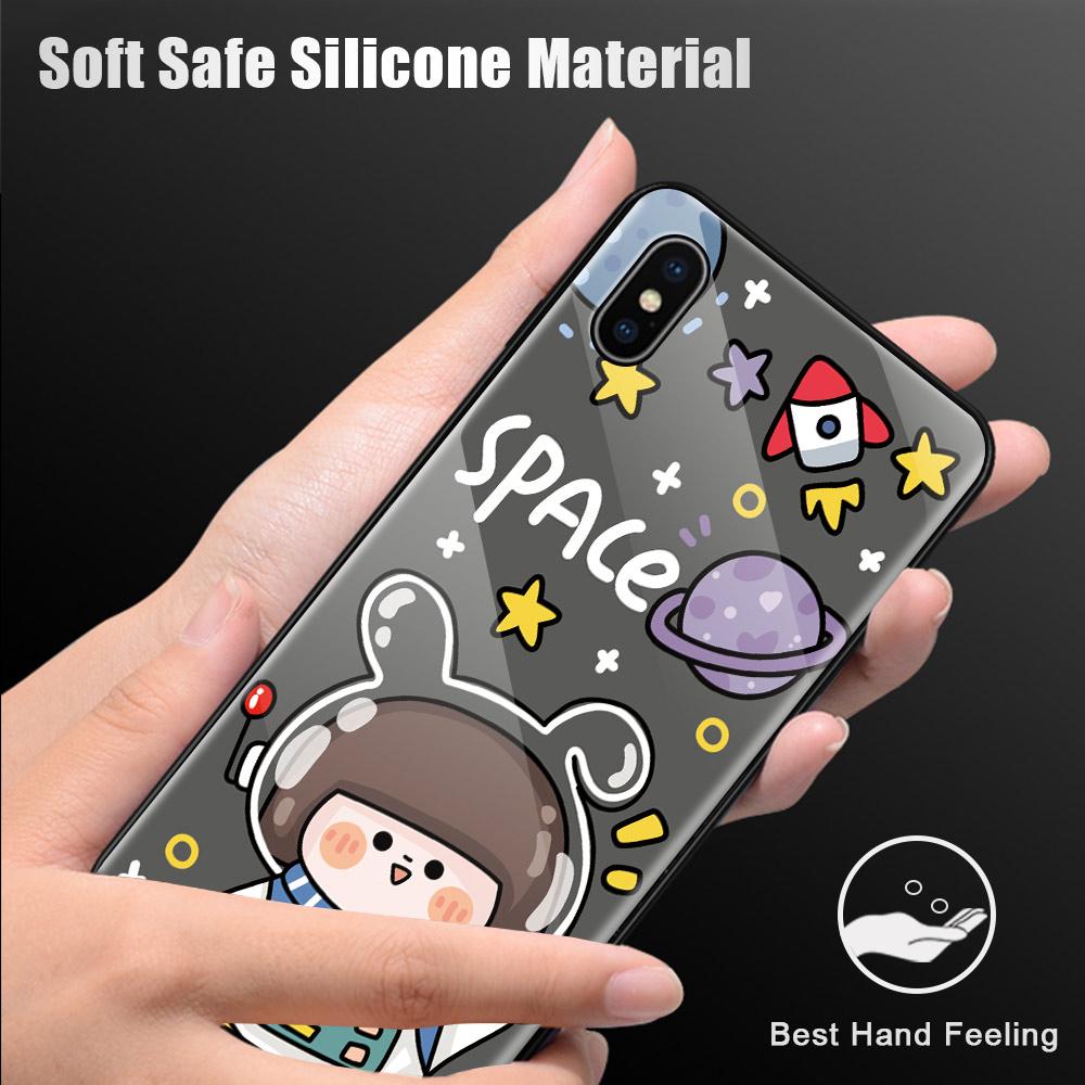 Чехол для телефона из глянцевого стекла для Honor X8 X9 X9a P20 P30 P40 P50 Pro Infinix Hot 12i 40i Smart 8 Pro Vivo V23e V25e Cartoon Moon Sun Space Planet