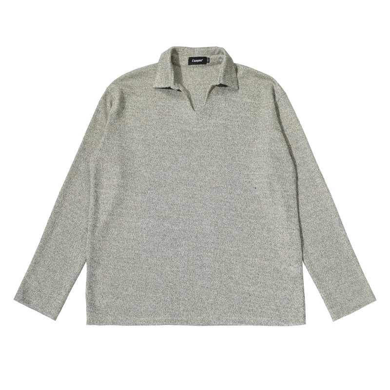 Kisko American Old Money Style Textured V-Neck Long-Sleeve Knit Top for Men and Women Cleanfit Casual Inner Wear Autumn