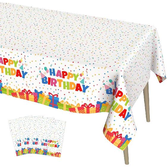 Birthday Tablecloth, 2 Pack Birthday Table Cloths, 54 X 108 Inch Disposable Rectangle Tablecloths Plastic Birthdays Table Cover Party Tablecovers,