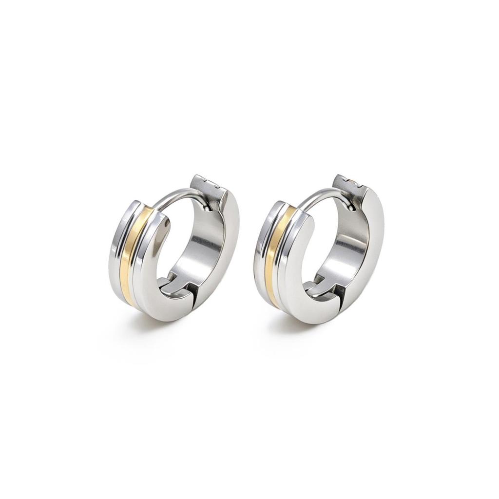 Trendy Gold Stainless Steel Unisex Round Ear Studs
