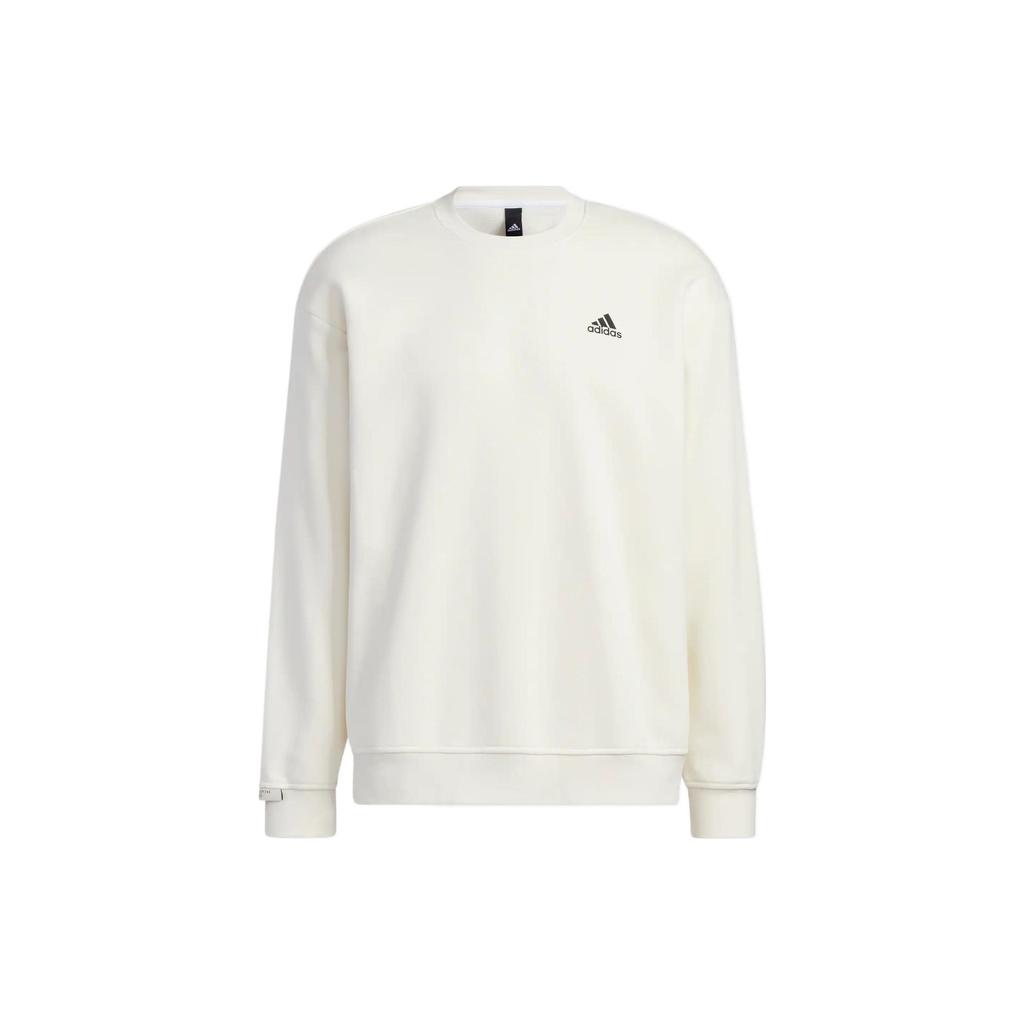 Adidas Solid Color Logo Print Crew Neck Sweatshirt Unisex Tops White IB2713