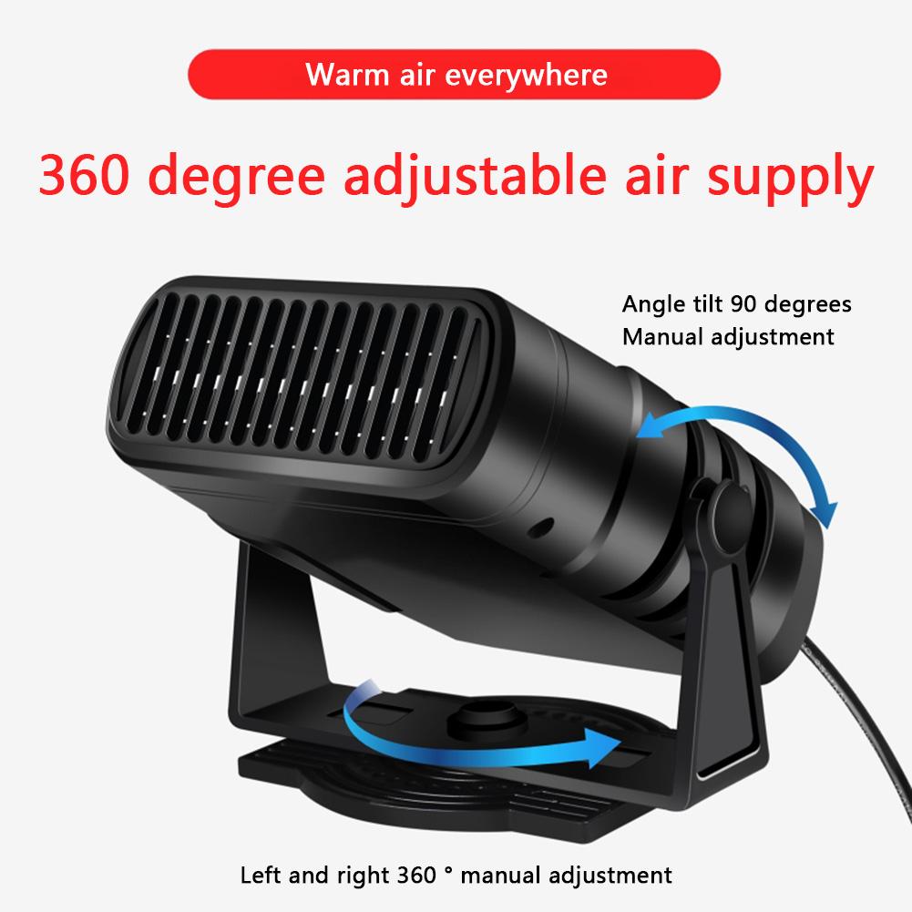 12V/24V Portable Car Heater Heating Cooling Fan Window Defroster Demister 360 Degree Rotating Car Windshield Defogger Defroster