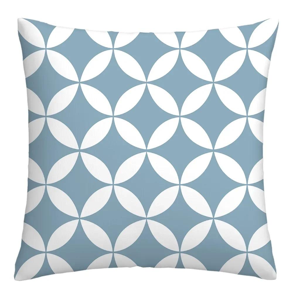 Blue and White Geometric Diamond Pillowcase Office Living Room Home Pillowcase Car Ornaments