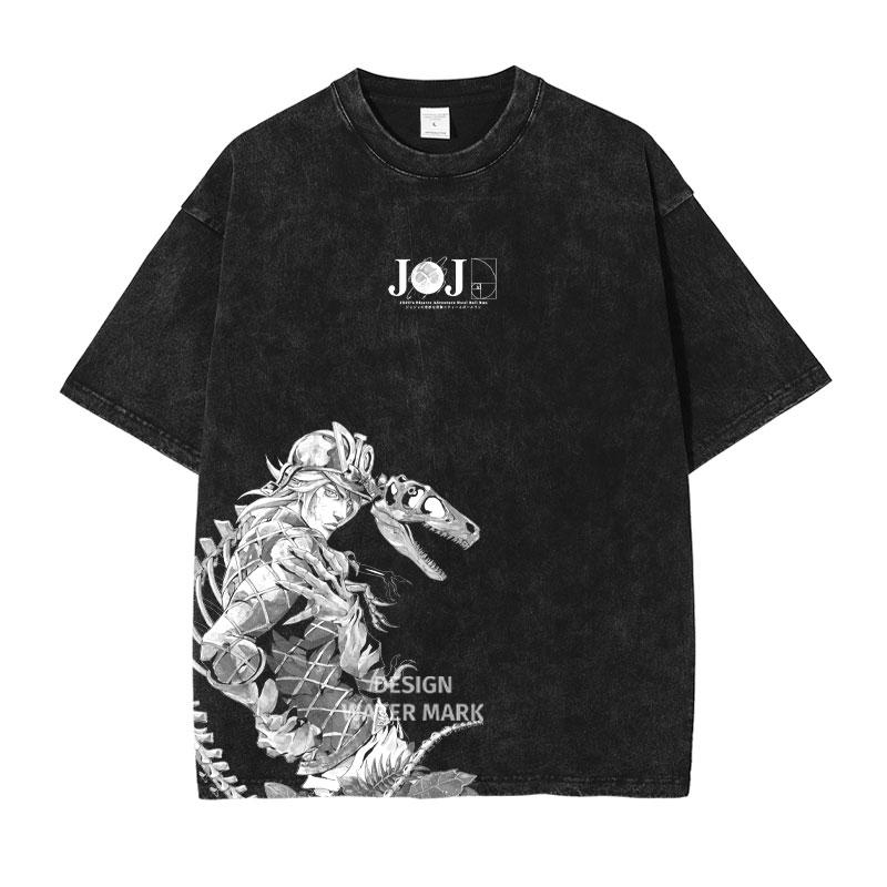 JoJo's Bizarre Adventure Manga T-shirt Anime Graphic Print T Shirt Men Women Clothing Short Sleeve Tees Washed Oversized Tshirt