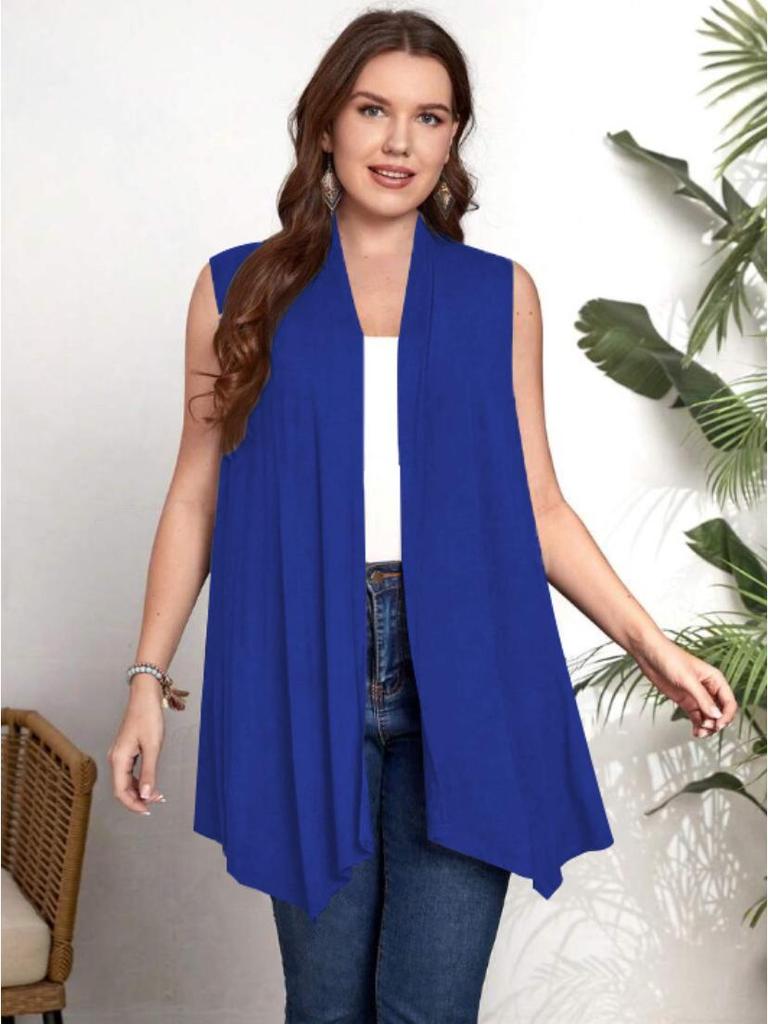 Plus Size Women's Sleeveless Shrug Cardigan - European & American Style
