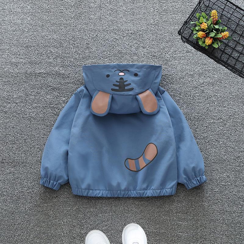 2025 Kids' Korean Style Cartoon Tiger Hooded Jacket - Spring/Fall New Arrival