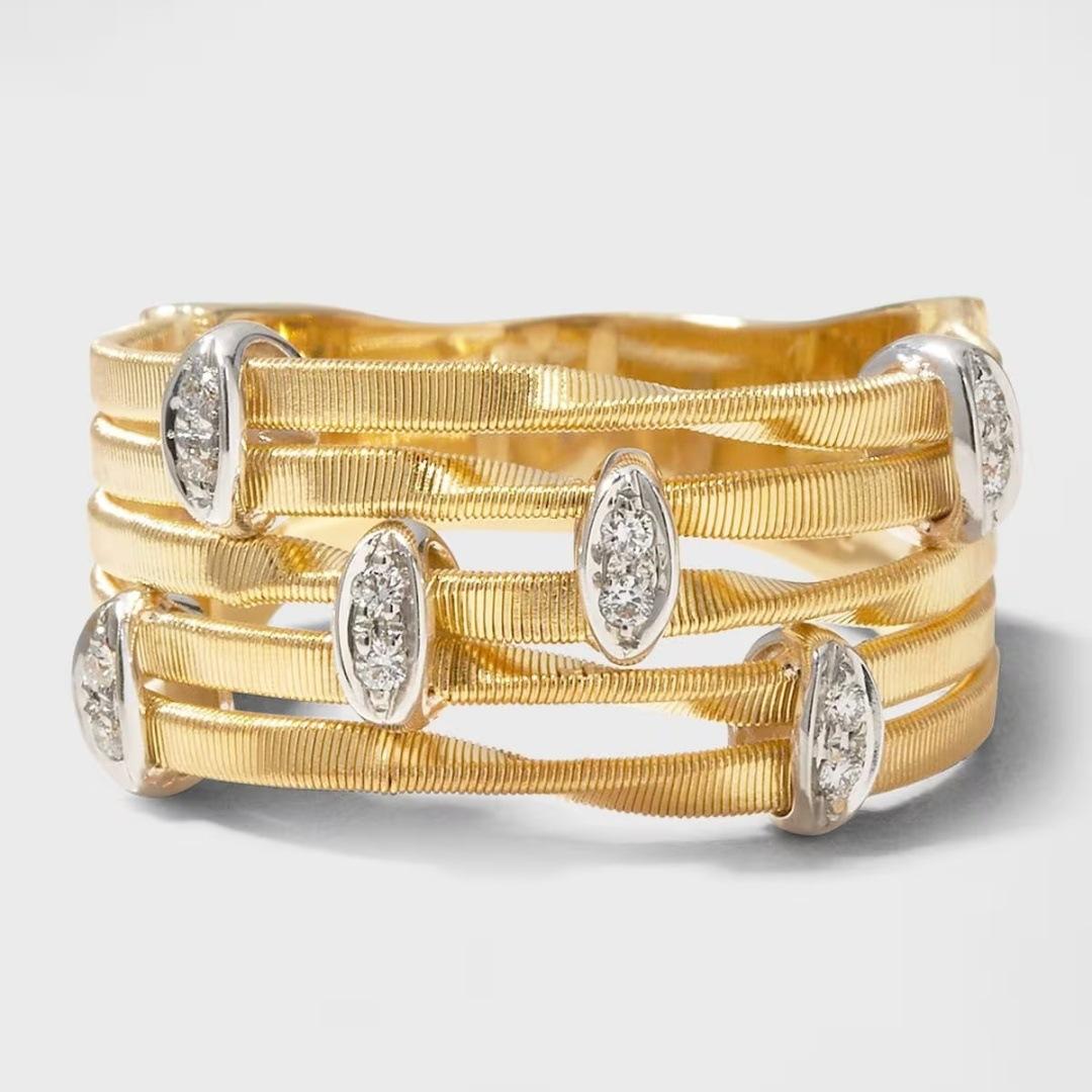 Модное полое кольцо из металла с инкрустацией цирконами, нишевый дизайн, персонализированное многослойное витое кольцо No. 7