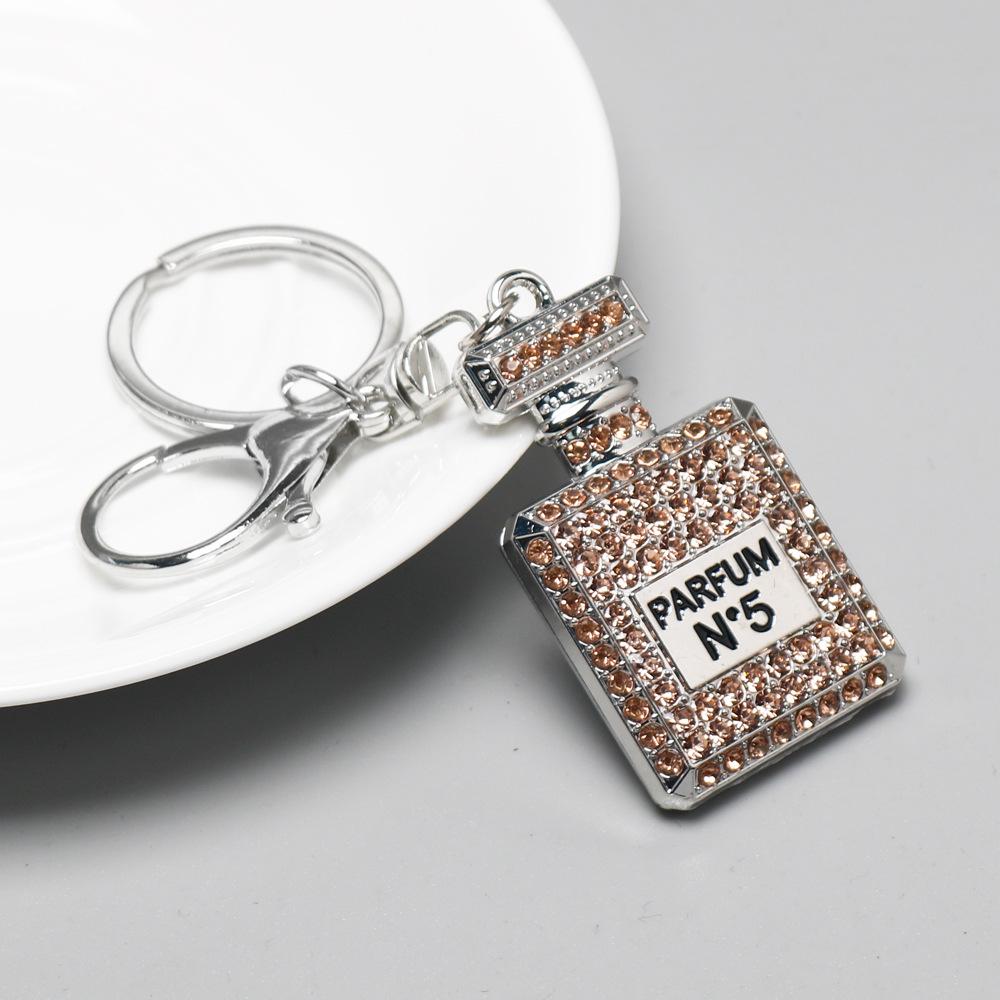 European-American Rhinestone Keychain Charm Perfume Bottle Pendant for Women