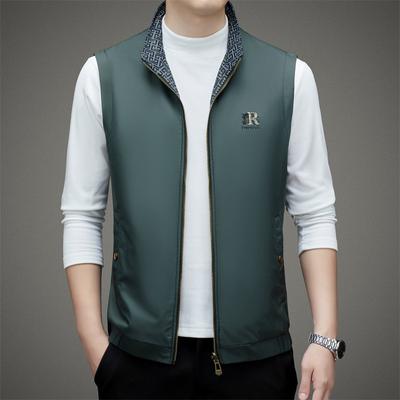 Gilet pour homme à col montant, gilet réversible pour sports d'extérieur, gilet à clip sans manches tendance