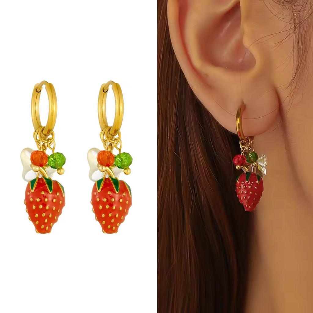 Drop Earrings Strawberry Earrings Ear Buckles Women Dangle Earrings Female Fashion Earrings Perfect for Daily Wear