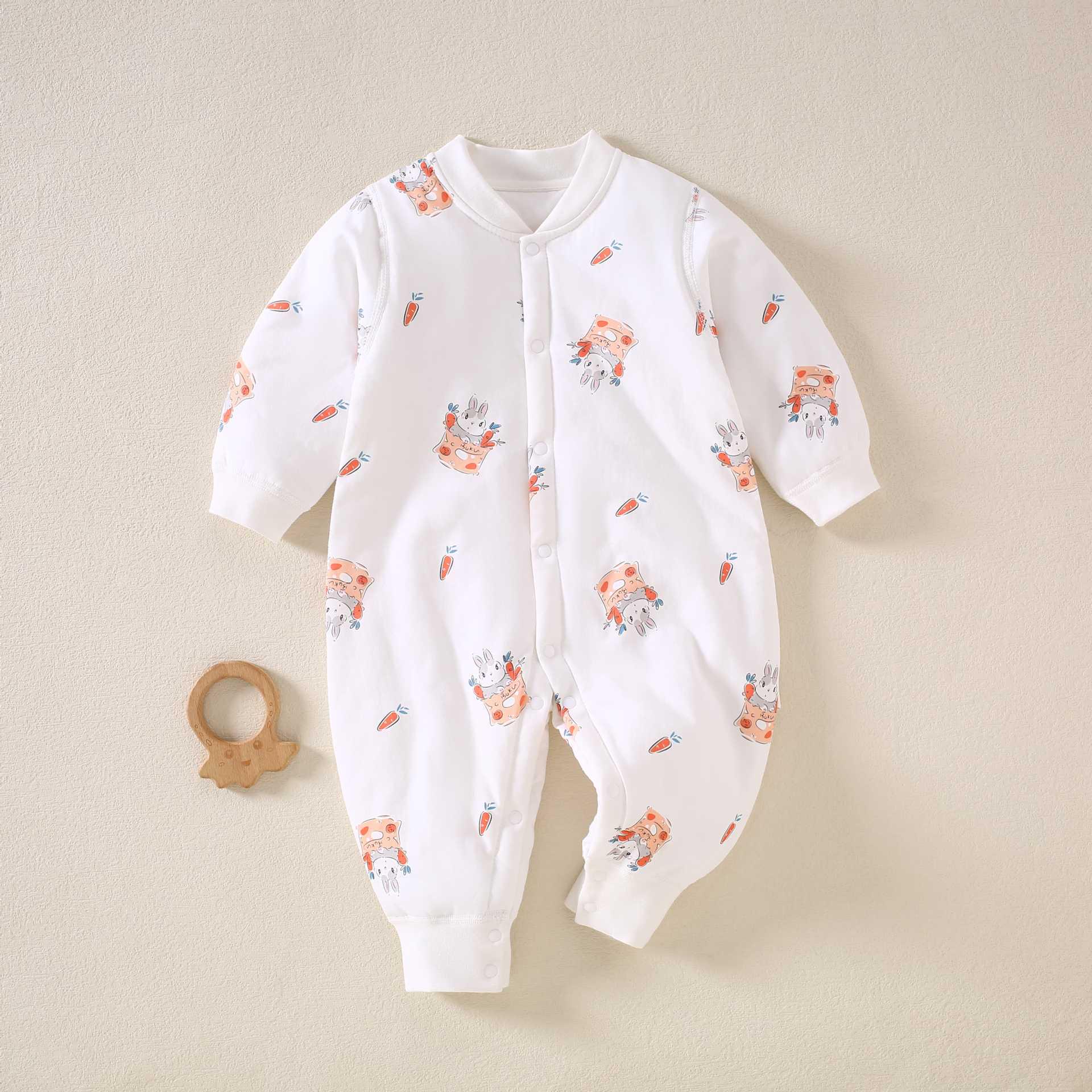 Seamless Pure Cotton Baby Bodysuit - Spring/Autumn Base Layer Pajamas for Boys & Girls 90