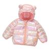 2-6 Years Kids Fashion Colorful Shiny Down Cotton Jacket Autumn Winter Boys Girls Cartoon Ear Hooded Zipper Coat
