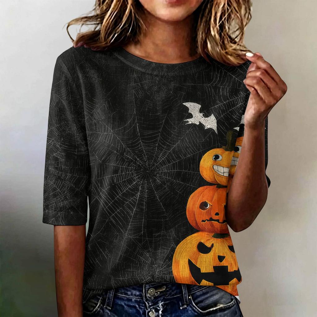 Women's Short Sleeve Round Neck Loose Fit Lightweight Casual Blouse Top