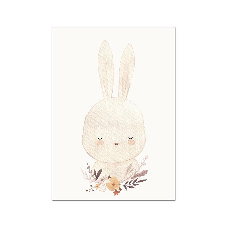 Nordic Nursery Poster Flower Rainbow Heart Boho Art Print Rabbit Unicorn Canvas Painting Beige Wall Picture Baby Kids Room Decor